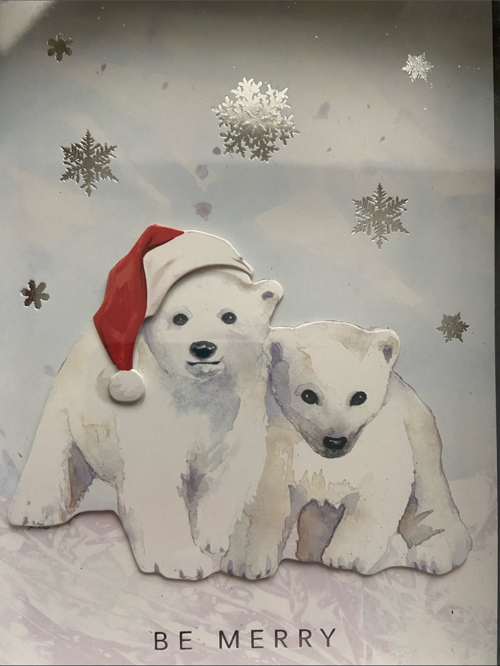 PUNCH STUDIO Set of 12 Polar Bears Dimensional Holiday Cards Be Merry